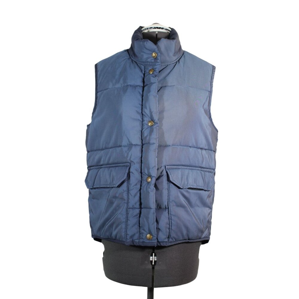 REI women's vintage stand up collar snap front winter puffer ski vest 16